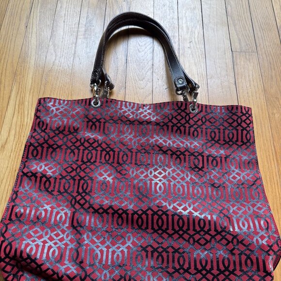 J. McLaughlin Red Printed Shopper Handbag - Picture 3 of 16